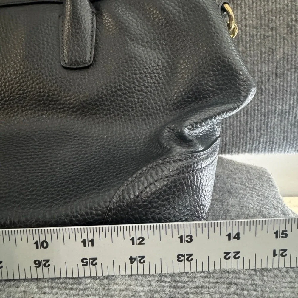 Lauren Ralph Lauren Black Pebbled Leather Satchel Crossbody Bag Gold Hardware